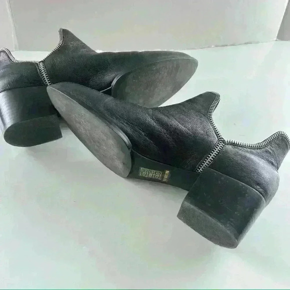 SENSO BLACK ANKLE POINTY LEATHER BLOCK HEEL  BOOTIES MADE IN ITALY SIZE 38 - Picture 8 of 12